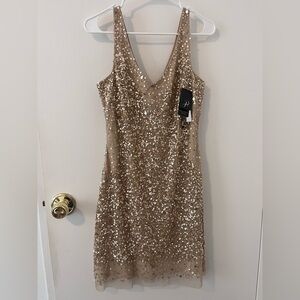 Adrianna Papell Gold Sequin Tank Dress Size 10